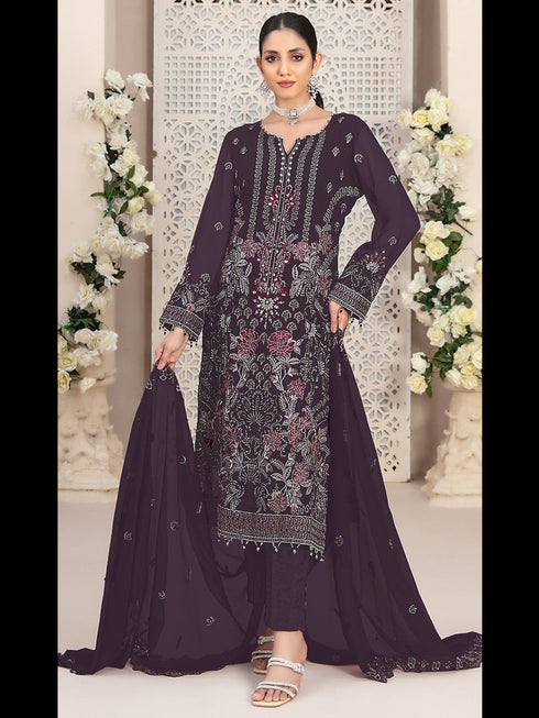 Purple Georgette Pant Suit 189575